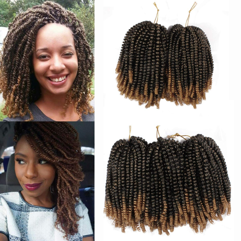 Unisex Spring Twist Crochet Hair Extensions Ombre Easy Install Lightweight 4 Packs 1B/27