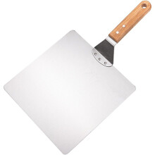 Stainless Steel Pizza Peel with Ergonomic Wooden Handle for Homemade Baking Pizza Bread Pastry