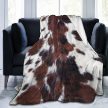 Cow Print Fleece Blanket Soft Brown Cowhide Flannel Throw for Couch Sofa Bed Adults Kids 60'x80'