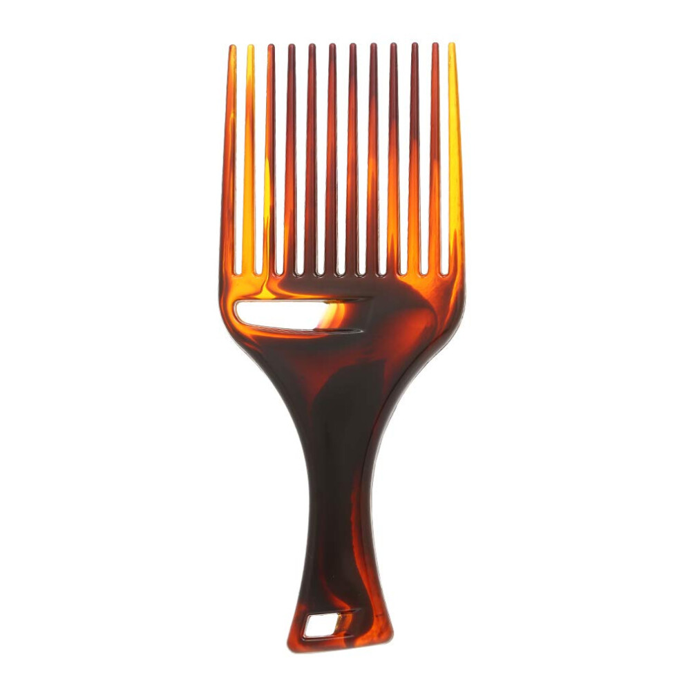 Amber Plastic Afro Pick Comb with ForkShaped Teeth for Gentle Detangling and Travel Styling