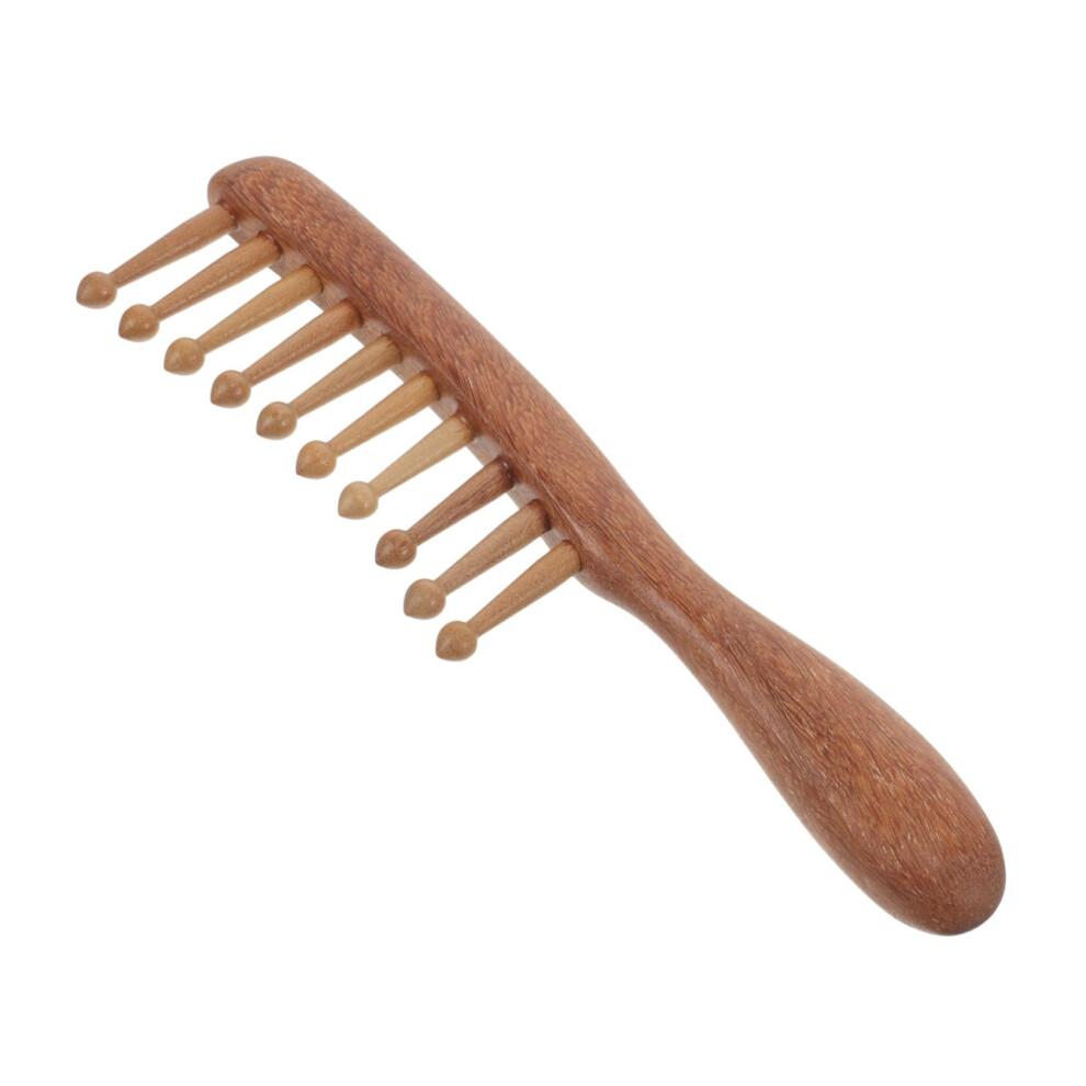 Unisex Wide Tooth Sandalwood Comb For Gentle Detangling And Scalp Massage, Curly Hair Wooden Brush