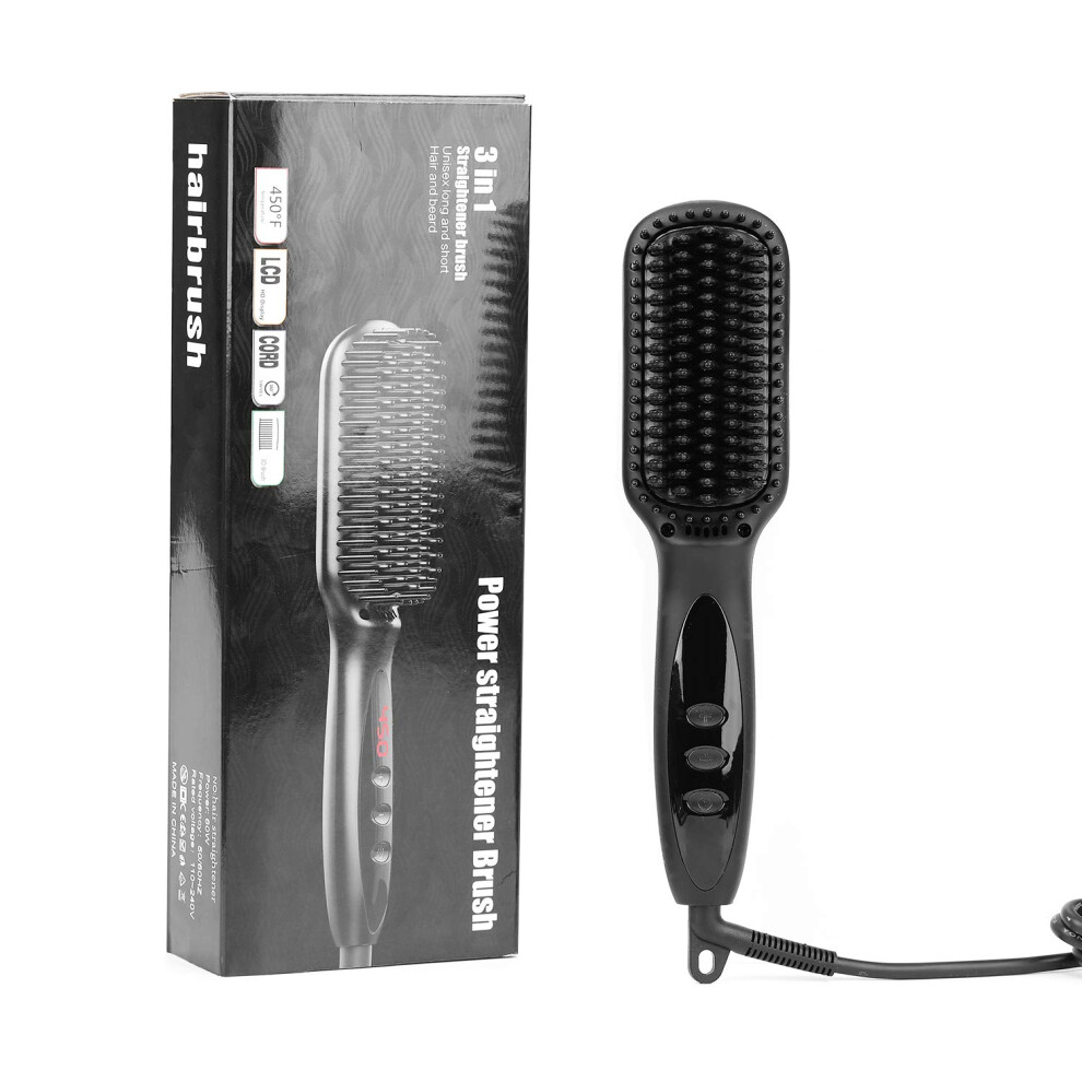 Hair Straightener Brush with Fast MCH Ceramic Heating and AntiScald Ionic Frizz Control for Travel