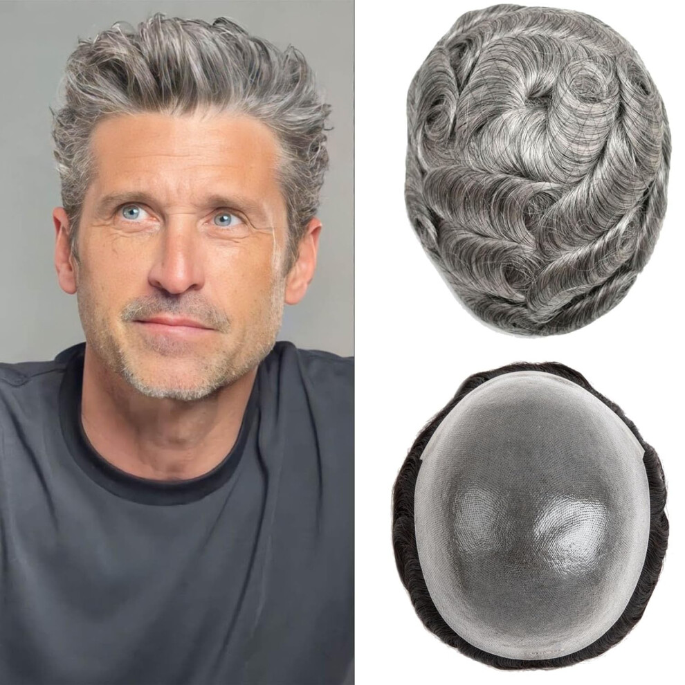 Unisex Brown Men's Hair Toupee 0.06Mm Poly Skin Hairpiece With Natural Hairline And Durable Pu Base Light 8X10
