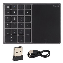 Tastierino numerico altamente portatile, ergonomico, inclinabile, con 22 tasti touch, wireless Bluetooth 4.2 per laptop, PC e computer desktop (nero)