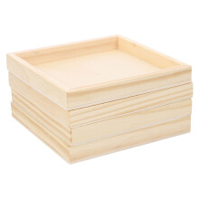 4-teiliges Set Holztabletts, unbehandeltes Holz, Serviertabletts, 3D-Puzzle-Spielzeug, Holzorganizer