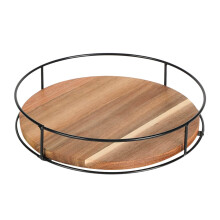 Organizador de madeira com bandeja giratória de madeira maciça, base antiderrapante e estilo Lazy Susan, compatível com armários de cozinha e