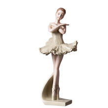 Poaug Decoração de Mesa Estatueta de Bailarina, Escultura de Arte em Resina para Mesa, Estante, Mesa de Jantar, Bege