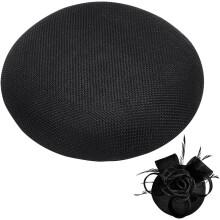 Bonn Hata Fascinator Sinamay Dubh, Ceannbheart Babhta Mogaill le haghaidh Tae Cócteil, Liathróidí, Seónna Cairpéad Dearg, Seisiúin Irisí