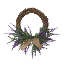 CreativeArroy14in Rattan lucrat manual, cunună de lavandă, flori artificiale, ghirlande, decorațiuni de nuntă, recuzită pentru fotografii