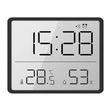 Jacenvly Ohut LCD-kello, Yhteensopiva seinä- ja jääkaappikiinnityksellä, Magneettinen, Digitaalinen kello lämpötila- ja kosteusanturilla