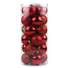 Eguiwyn Transparent sphere 24Pcs Christmas Balls Baubles Party Xmas Tree Decorations Hanging Ornament Decor Hangs Red