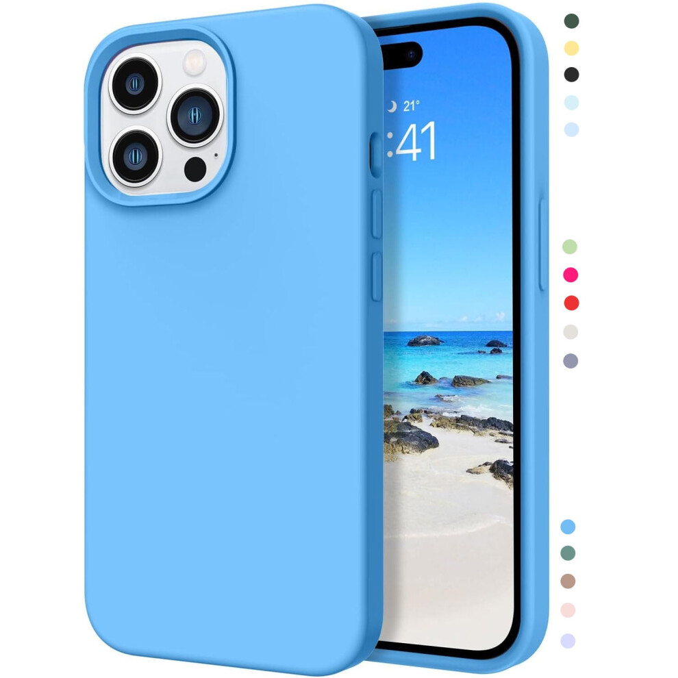 Sumao Designed For Compatible With Iphone 14 Pro Max Case, Silicone Shockproof Slim Thin Phone Case (Sea ) Blue 9004841119397