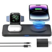 Mágneses vezeték nélküli töltő, GEEKERA3 az 1-ben töltőpad iPhone15-12Pro Max/Mini készülékekhez, Apple Watch kompatibilis