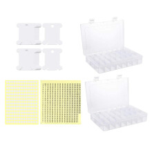 Set de cutii organizator pentru ață de brodat, 150 buc bobine de ață cu 2 pachete de 24 grile de depozitare și 2 pagini autocolante pentru