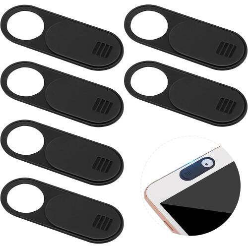 Conjunto de 6 capas protetoras para câmera de laptop, computador, webcam e celular (pretas).