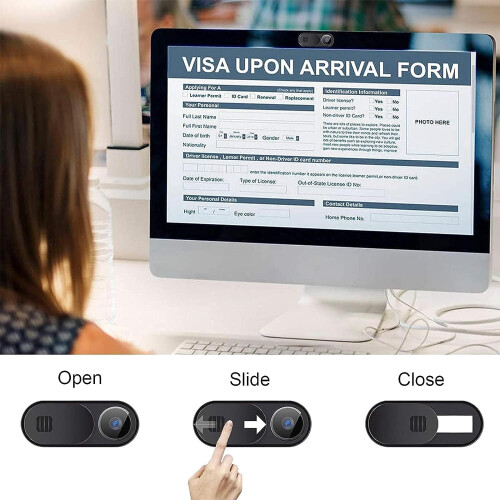 Conjunto de 6 capas protetoras para câmera de laptop, computador, webcam e celular (pretas). 2