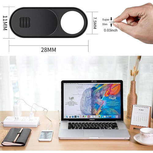 Conjunto de 6 capas protetoras para câmera de laptop, computador, webcam e celular (pretas). 1