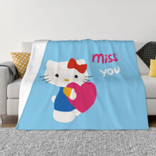 Couverture Hello Kitty en flanelle polaire, jeté de lit ultra doux, confortable et chaud pour canapé, salon et chambre - 203 x 152 cm