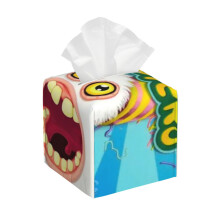 Leren tissueboxhoes met My Singing Monsters-print - Rechthoekige tissueboxhouder, decoratieve tissuehouder voor thuis, badkamer, kantoor en auto.