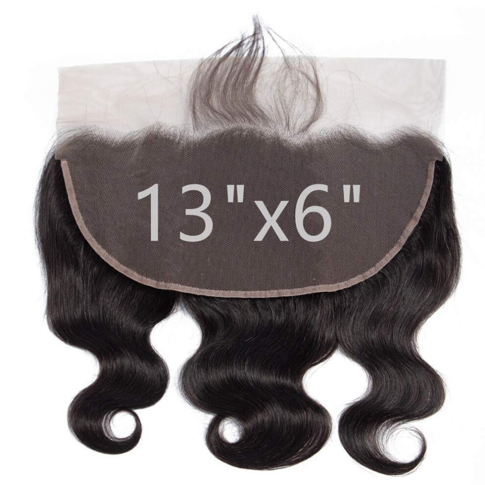 Unisex 13X6 Hd Lace Closure Pre Plucked Hairline Brazilian Virgin Hair Transparent True Length