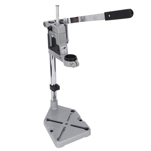 Universal Drill Press Stand for Electric Drill Workstation Adjustable Height Aluminum Alloy Base Solid Column Bar Ergonomic Rubber Handle Drill Depth 2