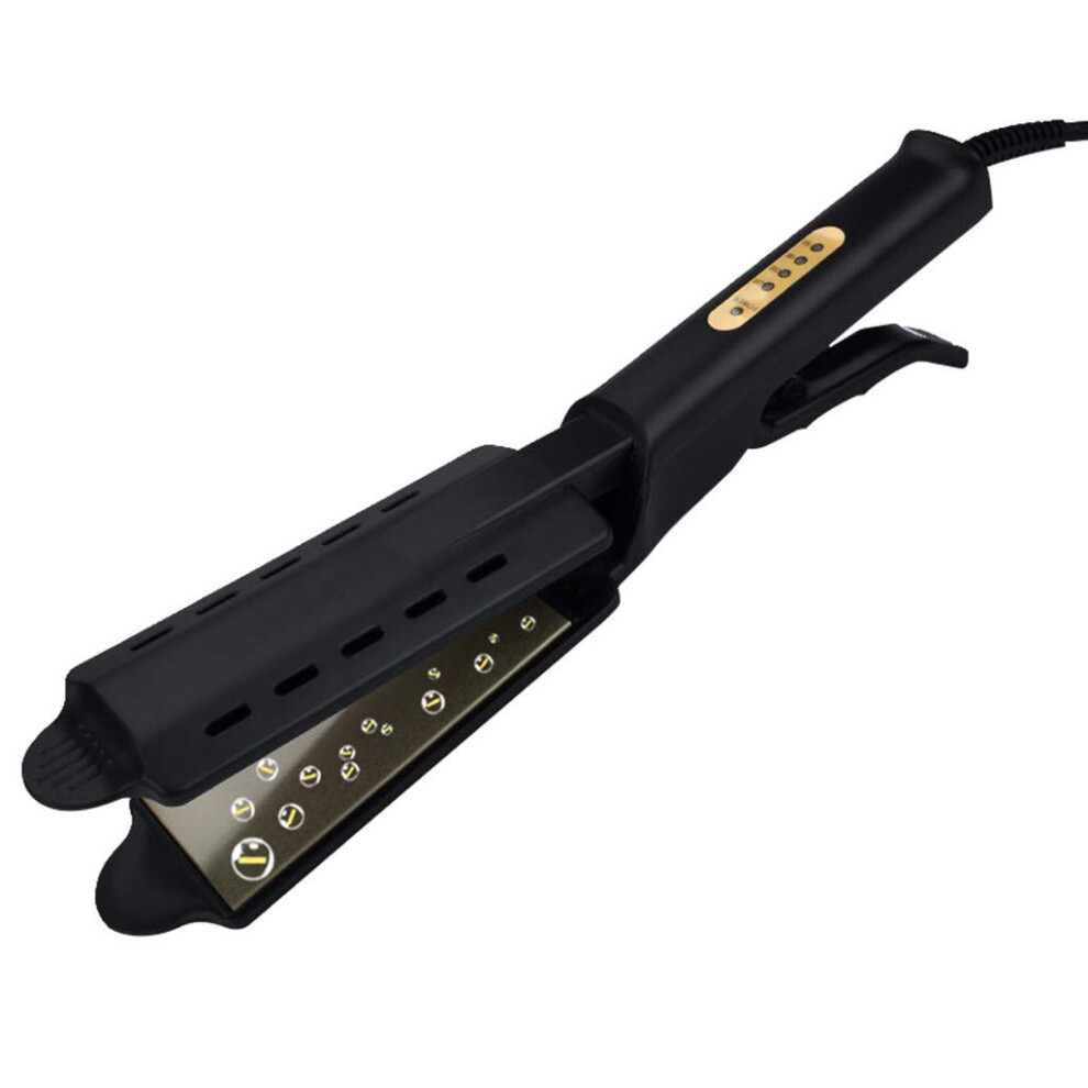 Hair Straightener Brush Ceramic Tourmaline Ionic Flat Iron with Steam, Wide Panel, 4 Temps