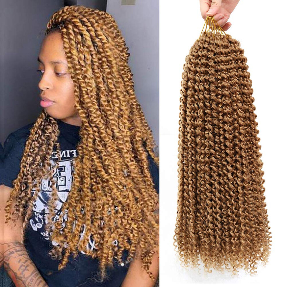Unisex Passion Twist Crochet Hair Extensions 18 Inch, 7 Packs Water Wave Bohemian Crochet Braids
