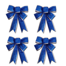 Pack of 4 Large Blue Glitter Christmas Tree Ornaments Bows for EyeCatching Holiday Décor