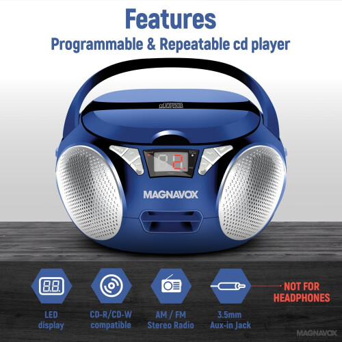MD6924Φορητό CD Boombox με φόρτωση από πάνω και στερεοφωνικό ραδιόφωνο AM/FM σε μαύρο χρώμα 1