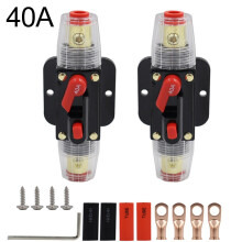 Mosiee2Packs Interruptor automático en línea con fusible, terminales de cable y tubo termorretráctil, 12V-24V CC