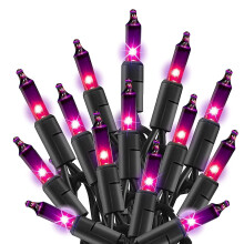 Batteridrevne julelys, 2-pakning 16 fot 50 LED-lyslenke med 8 moduser og timer, lilla, for innendørs utendørs juletre-bryllupsfest