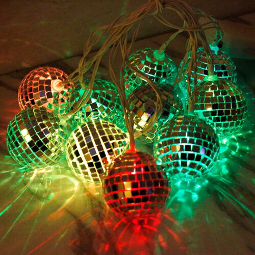 Vorkoi Disco Balls String Lights, φορητή διακοσμητική γιρλάντα με κρεμαστή γιρλάντα με