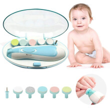 OUSITAID 6-in-1 babynagelknipper, veilige elektrische babynageltrimmer, babynagelvijlset, knippen en polijsten, inclusief extra vervangende