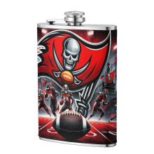 Cantil Buccaneers Flagon de 236ml, em aço inoxidável de qualidade alimentar, com revestimento em couro - Ideal para esportes ao ar livre, camping e