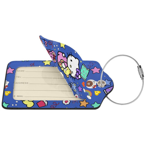 Hello Kitty 2 τεμάχια δερμάτινες ετικέτες αποσκευών από ανοξείδωτο ατσάλι, αδιάβροχη 1