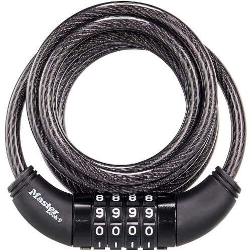 Sammensæt din egen kombinationscykellås, 1,8 meter lang, sort, 8114D