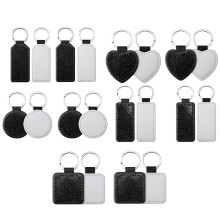ckepdyeh 20Pack Sublimation Blanks Keychain Glitter PU Leather Keychain Heat Transfer Keyring Various Kinds Sublimation Blank