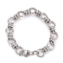 Anlaufbeständige Gliederkettenarmbänder aus Edelstahl 304 mit Karabinerverschluss, Edelstahlfarbe, 7-5/8 Zoll (19,4 cm)