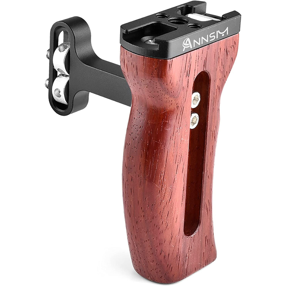 Side Wooden Handle Grip For Dslr Camera Cage, Cold Shoe Mount, Built-In Wrench, Threaded Holes, Left Right 9164030724242