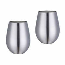 Verres à vin en acier inoxydable, lot de 2, incassables et légers, sans métal (argent)