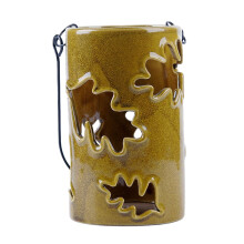 JWDX Maple Leaf Tea Light Candle Holder with Handle, Yellow - Bedroom & Desktop Decoration, Thanksgiving Craft, Compatible with Tea Lights