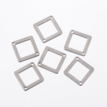50pc304Stainless Steel Links Connectors Rhombus Stainless Steel Color18x18x0.8mm Hole: 1.2mm