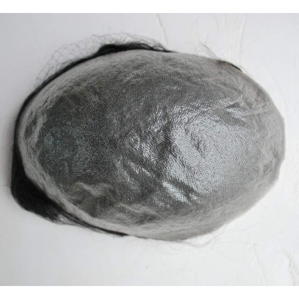 Unisex Black Men's Hair Toupee 1B Natural Super Thin Skin Base 100% Remy Human Hairpiece