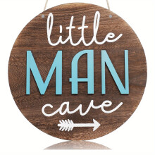 Rustikales Türschild „Kleiner Mann – Babyhöhle“ – Wanddeko aus Naturholz für Kinderzimmer, Wohnzimmer, Spielzimmer – Landhaus- und