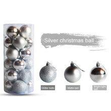24Pcs Christmas Balls Assorted Pack, Thickened Shatterproof Sphere Electroplated Xmas Tree Hanging Ball Pendants Xmas Balls silver 8cm