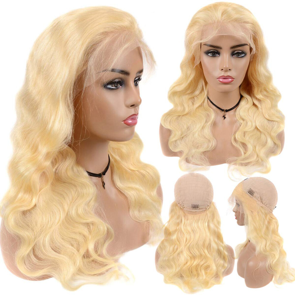 Unisex 613 Blonde Lace Front Wig Brazilian Body Wave Remy Human Hair Pre Plucked With Baby Hair