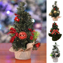 SUSUchens 20CM Imitation Mini Christmas Tree Golden Flower Small Ball Decor Colorful Xmas Tree Home Party Decoration Gift Red