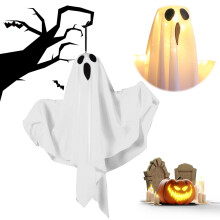 HBASD Decorações de Fantasma Brilhantes para Halloween ao Ar Livre, Fantasma Branco com LED para Pendurar de 40x50cm, Adereços para Cenários de