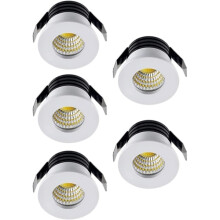 Lot de 5 spots encastrés LED 3W, kit de mini spots encastrés LED pour petits meubles et plafonds (blanc chaud)