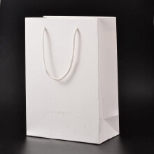 Sacs en carton rectangulaires, sacs cadeaux, sacs à provisions avec poignées en cordon de nylon, blancs, 12 x 5,7 x 16 cm
